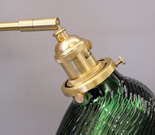 Emerald Glass Brass Straight Arm 1-Light Wall Sconce Lamp