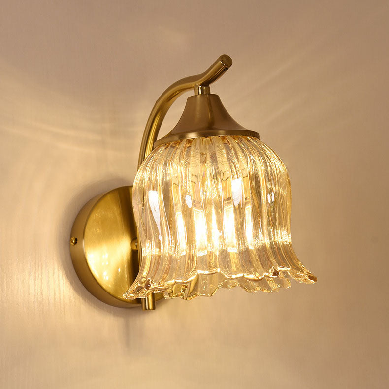French Floral Hardware Glass 1-Light Wall Sconce Lamp