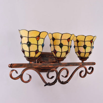 Tiffany Iron 3-Light Vanity Mirror Front Wall Sconce Lamp