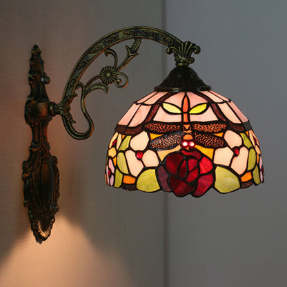Tiffany Flower Stained Glass 1-Light Wall Sconce Lamp