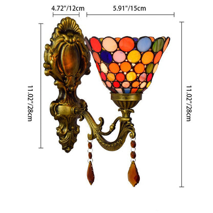 Tiffany Cup Iron Stained Glass 1-Light Wall Sconce Lamp