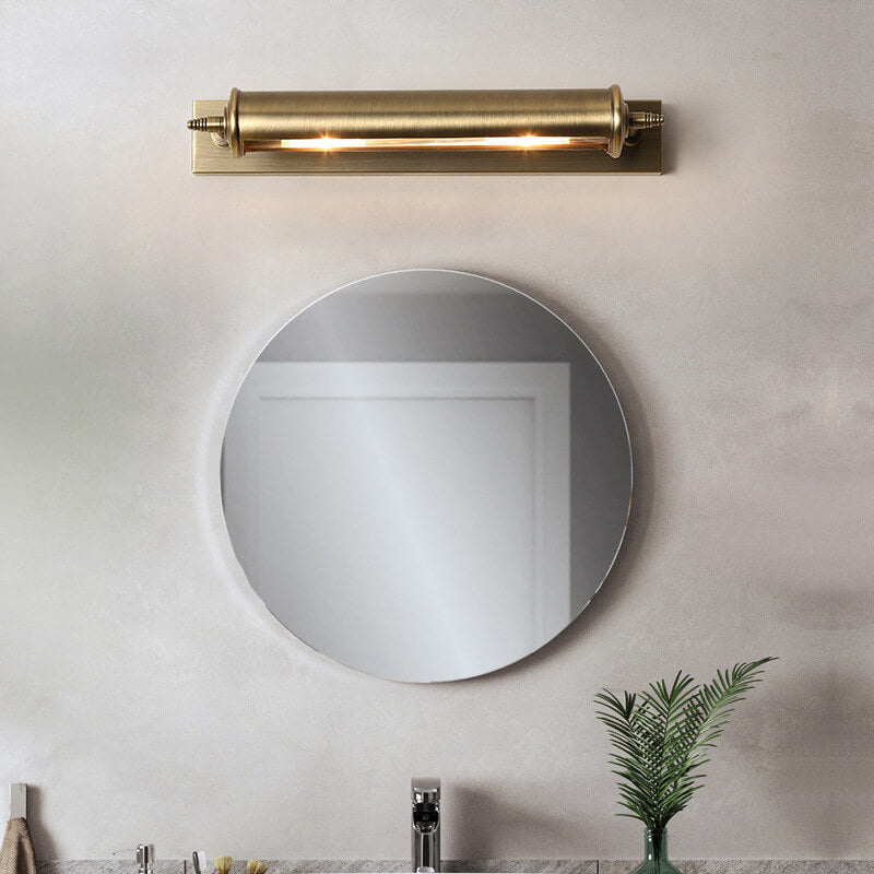 Bronze Column Bar 1-Light Mirror Front Wall Sconce Lamp