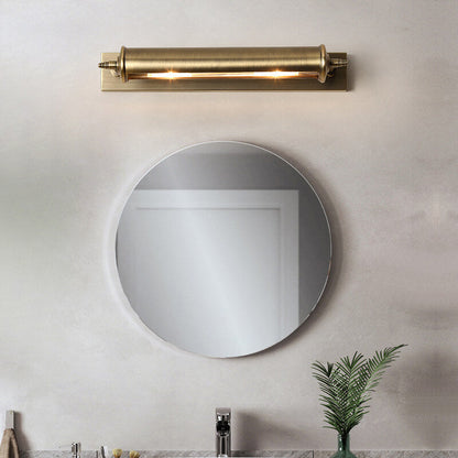 Bronze Column Bar 1-Light Mirror Front Wall Sconce Lamp