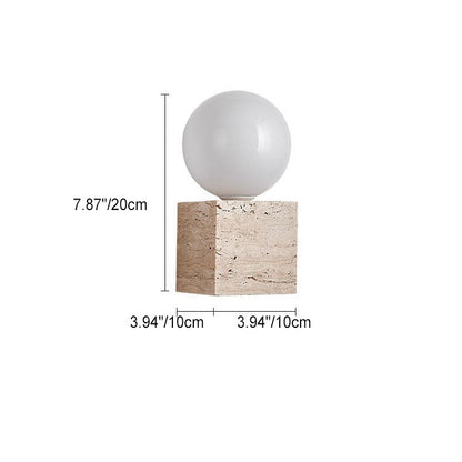 Round Ball Square Stone Glass 1-Light Wall Sconce Lamp