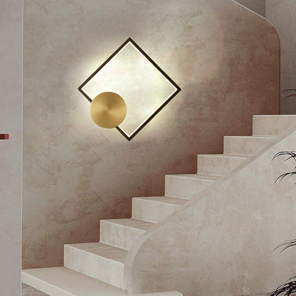 Brass Acrylic Triangle Square Circle LED Wall Sconce Lamp