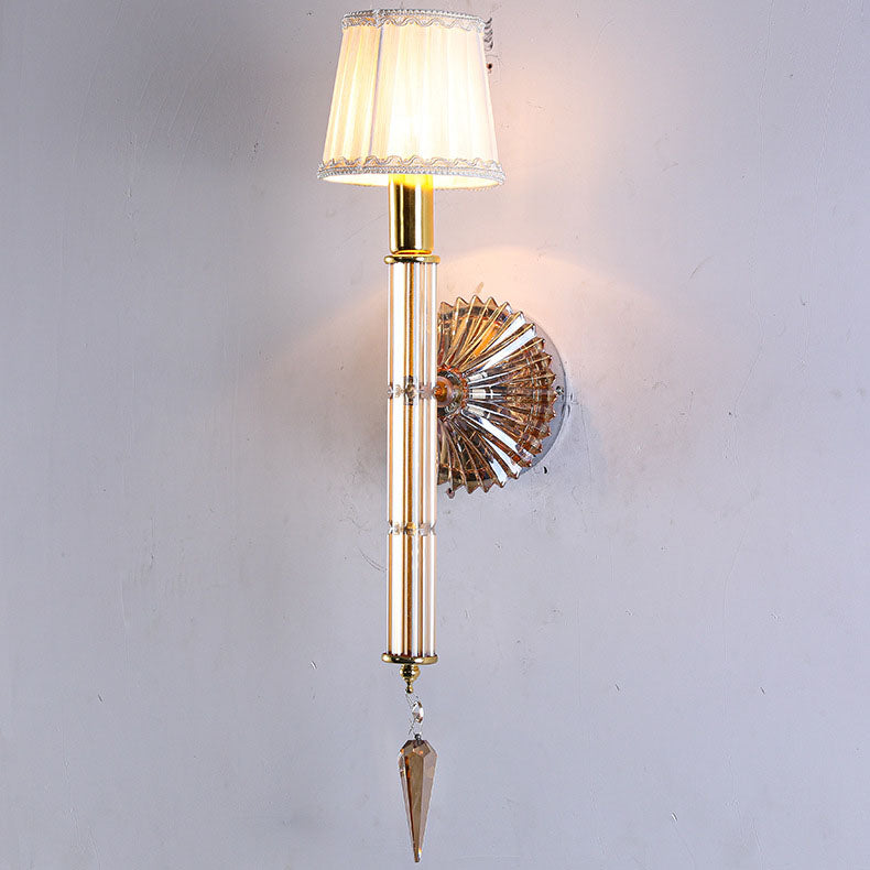 European Light Crystal Fabric 1-Light Wall Sconce Lamp