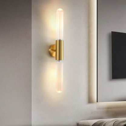 Light Long Gold Clear Copper Glass 1-Light Wall Sconce Lamp