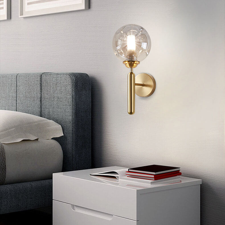 Simple Light Luxury Glass Sphere 1-Light Wall Sconce Lamp