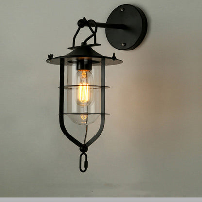 Iron Glass Houseboat Design 1-Light Wall Sconce Lamp