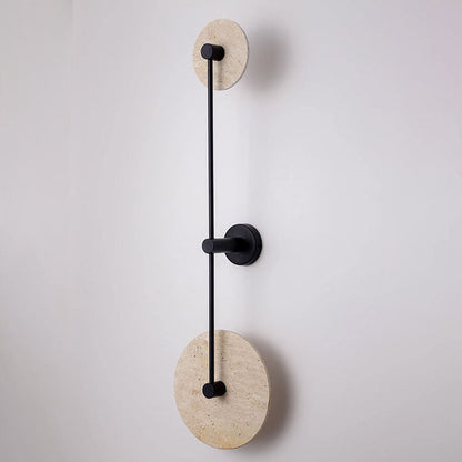 Geometric Circle Travertine Iron 2-Light Wall Sconce Lamp