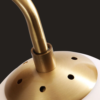 Walnut Brass Glass Round Orb 1-Light Wall Sconce Lamp