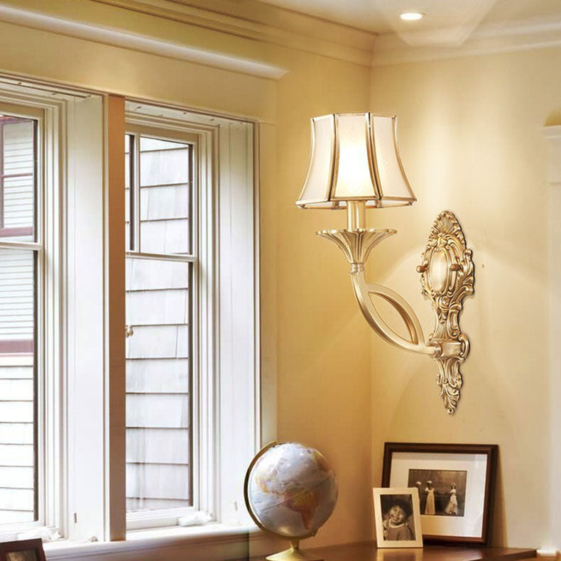 Hexagonal Wheat Copper Glass 1/2 Light Wall Sconce Lamp