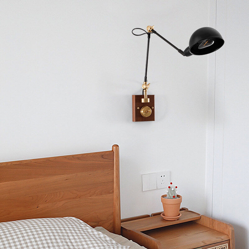 Japanese Iron Shade Rotating 1-Light Wall Sconce Lamp
