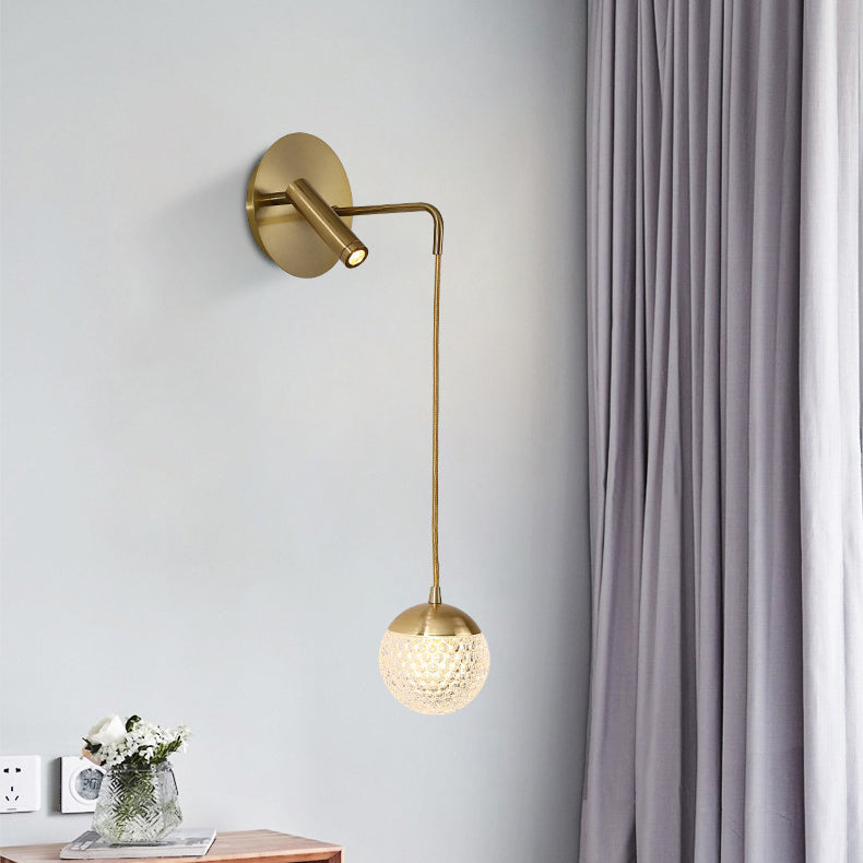 Iron Acrylic Ball Pendant 1-Light LED Wall Sconce Lamp