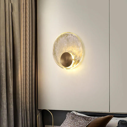 Modern Luxury Round Glass Copper LED Wall Sconce Lamp