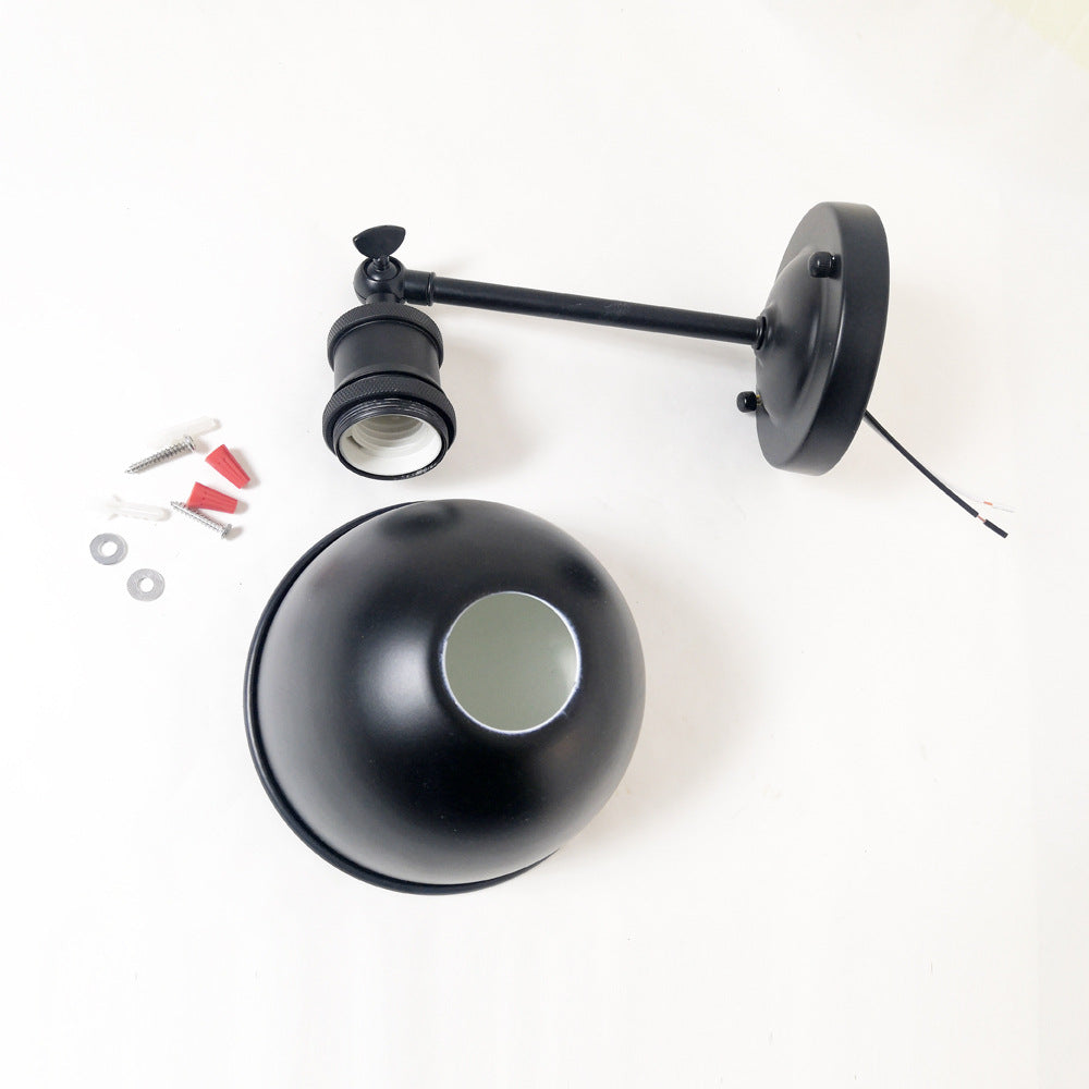 Iron Shade Rocker Arm 1-Light Wall Sconce Lamp