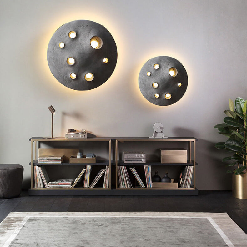 Industrial Round Crater Resin Acrylic LED Wall Sconce Lamp