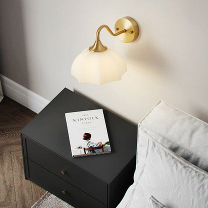 Cream Flower Pod All Copper Glass 1-Light Wall Sconce Lamp
