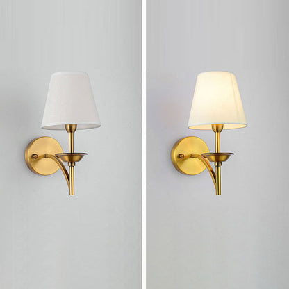Mid-Century Iron Fabric Cylinder 1/2 Light Wall Sconce Lamp
