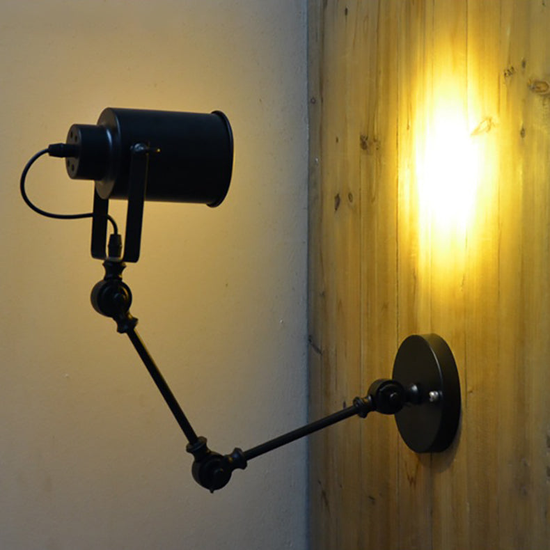 Cylinder Swing Arm Iron Aluminium 1-Light Wall Sconce Lamp