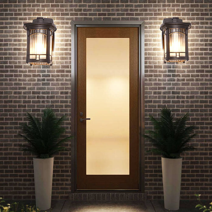 Square Carved 1-Light Outdoor Waterproof Wall Sconce Lamp
