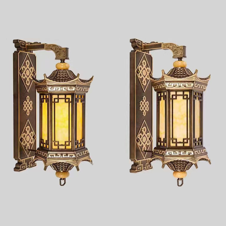 Aluminum Imitation Marble Shade 1-Light Wall Sconce Lamp