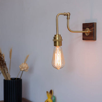 Traditional Square Walnut Copper 1-Light Wall Sconce Lamp