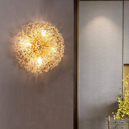 Luxury Crystal Dandelion Aluminum 4-Light Wall Sconce Lamp