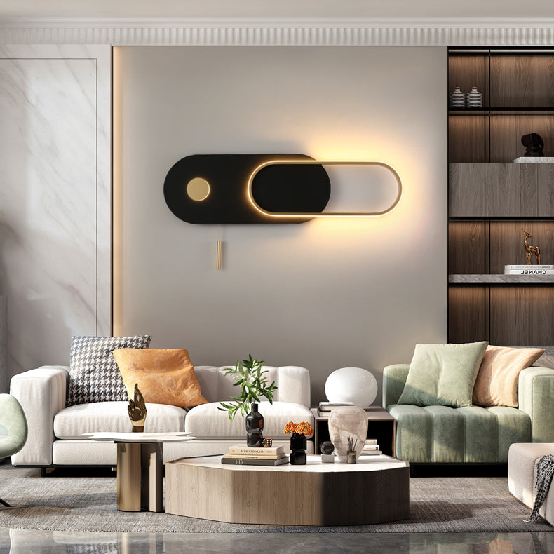 Modern Minimalist Oval Iron Acrylic LED Wall Sconce Lamp