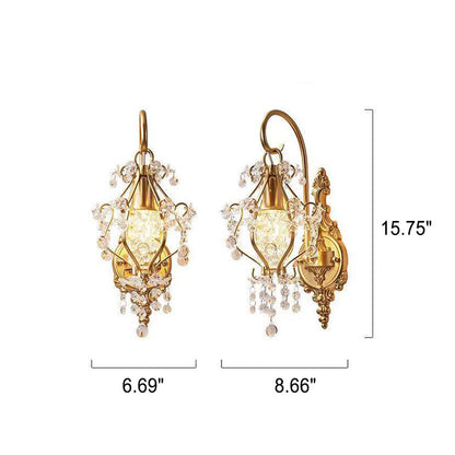 European Light Luxury Crystal Iron 1-Light Wall Sconce Lamp