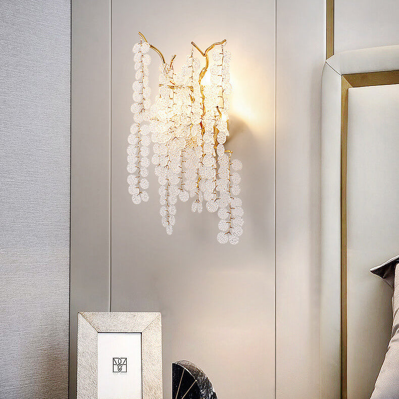 Money Tree Branch Aluminum Glass 3-Light Wall Sconce Lamp