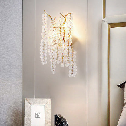 Money Tree Branch Aluminum Glass 3-Light Wall Sconce Lamp