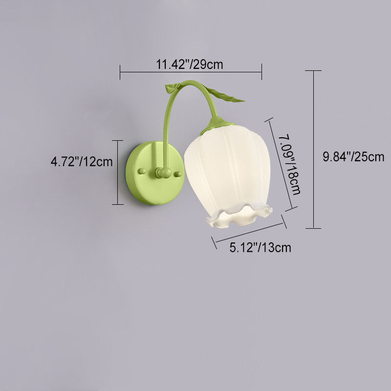 Simplicity Flower Iron Glass 1-Light Wall Sconce Lamp