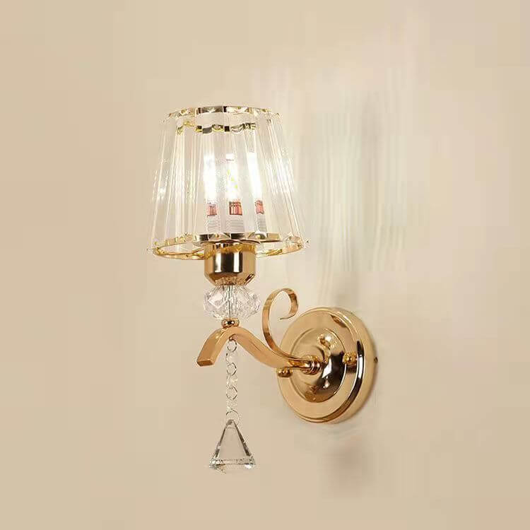 Luxury Iron Crystal Cone 1-Light Wall Sconce Lamp