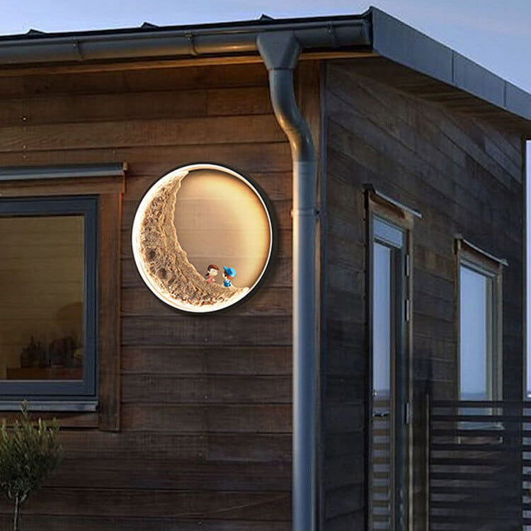 Creative Aluminum Moon Solar LED Outdoor Wall Sconce Lamp