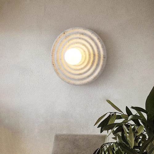 Round Ripple Resin Glass Iron 1-Light Wall Sconce Lamp