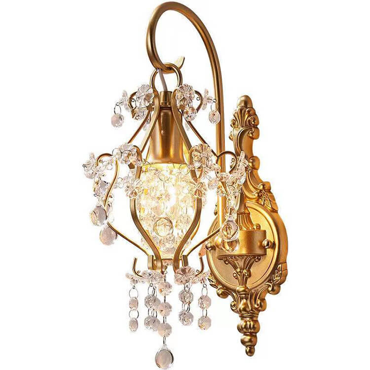 European Light Luxury Crystal Iron 1-Light Wall Sconce Lamp