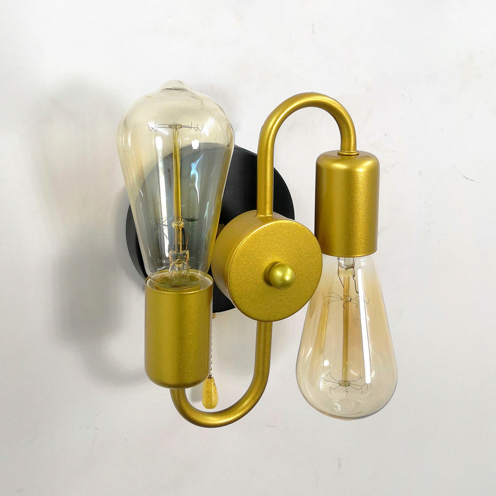 Industrial Iron Symmetrical 2-Light Wall Sconce Lamp