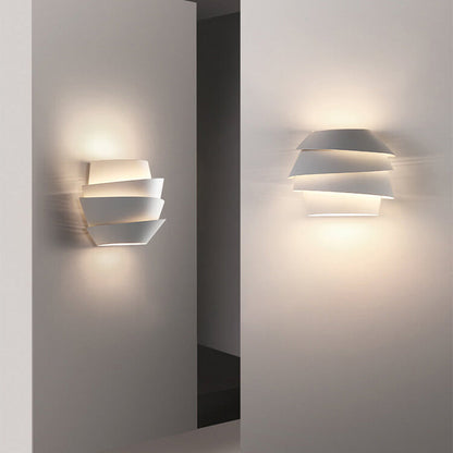 Nordic Minimalist Layers Half Cylinder Iron 2-Light Wall Sconce Lamp