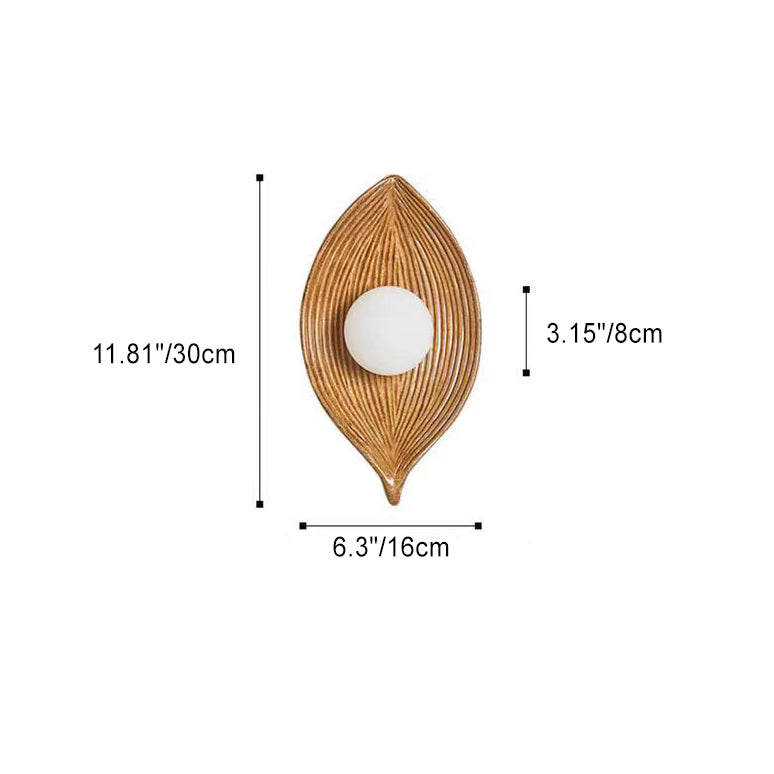 Japanese Leaf Resin Plastic 1-Light Wall Sconce Lamp