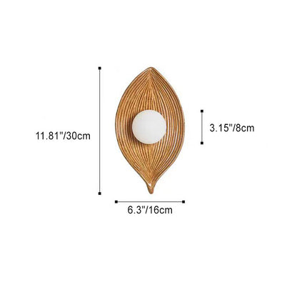 Japanese Leaf Resin Plastic 1-Light Wall Sconce Lamp