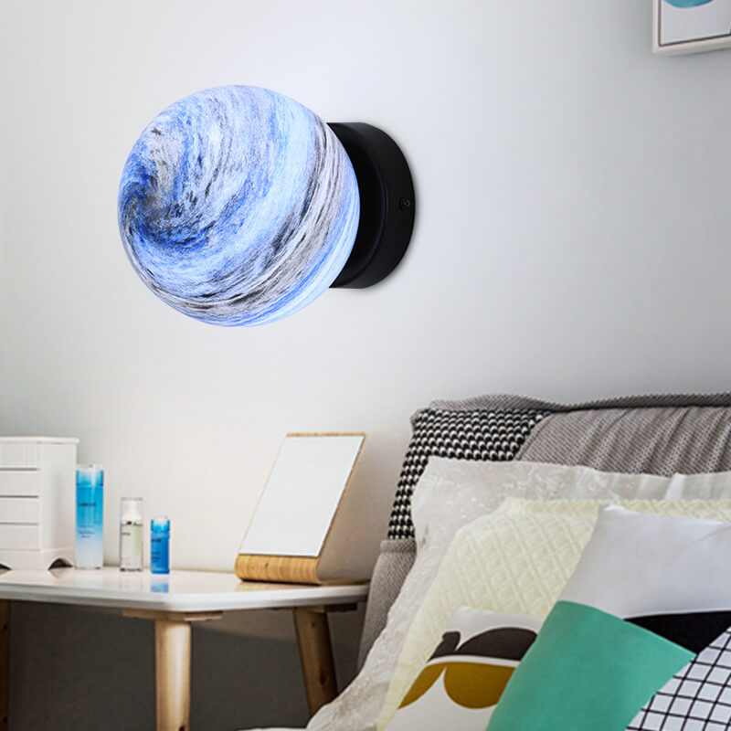Creative Planet Glass Iron Orb 1-Light Wall Sconce Lamp