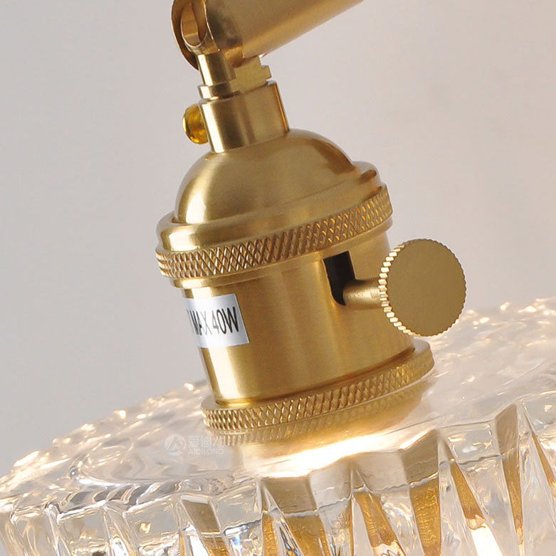 Glass Iron Copper Cylinder Round 1-Light Wall Sconce Lamp