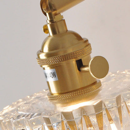 Glass Iron Copper Cylinder Round 1-Light Wall Sconce Lamp