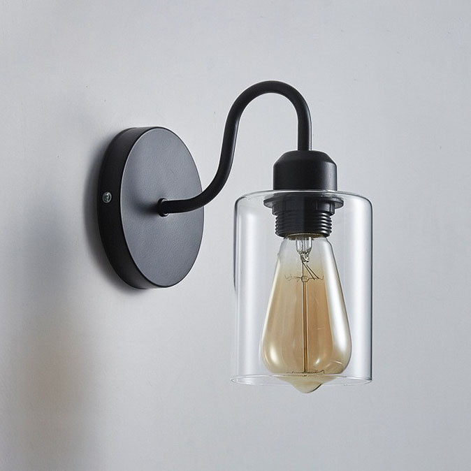 Vintage Industrial Iron Glass 1-Light Wall Sconce Lamp