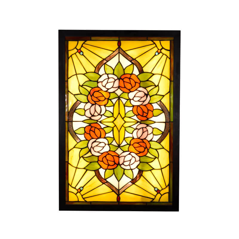 Tiffany Rose Pattern Mural Design LED Wall Sconce Lamp