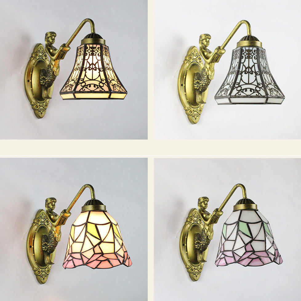 Tiffany Conical Stained Glass 1-Light Wall Sconce Lamp