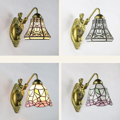 Tiffany Conical Stained Glass 1-Light Wall Sconce Lamp