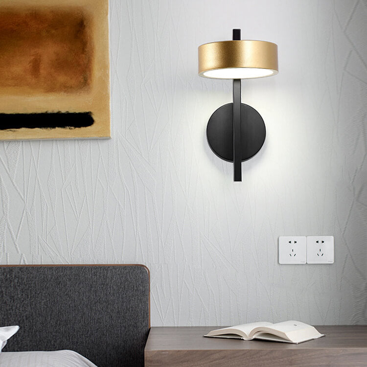 Light Black Gold Iron Round Head LED Wall Sconce Lamp