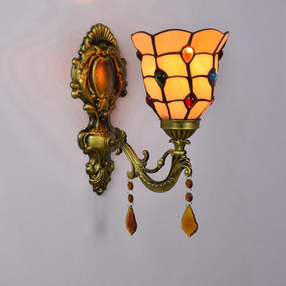 Tiffany Crystal Glass Pendant 1-Light Wall Sconce Lamp
